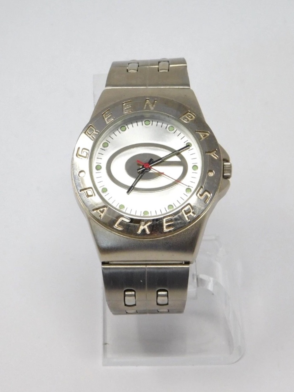 Green Bay Packers Men's Watch Gametime Silver Tone Stainless Steel NFL Fan Gear